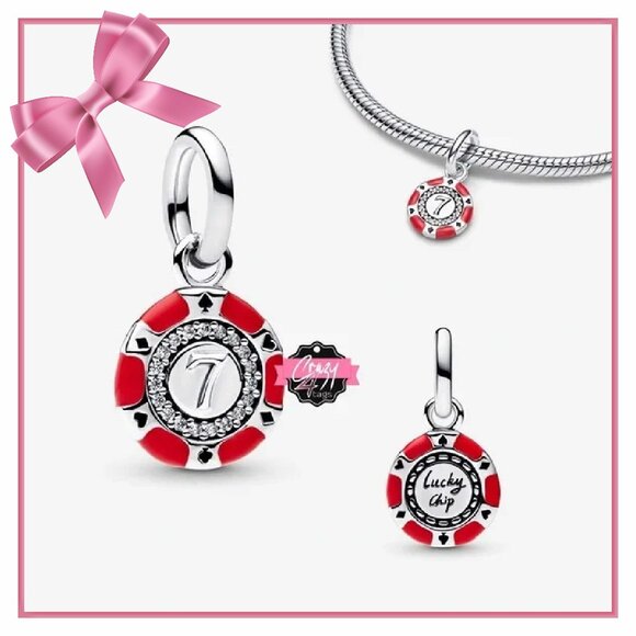 Lucky 7 Chip Dangle Charm - Picture 1 of 12